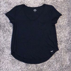 Hollister navy blue v neck pocket t shirt